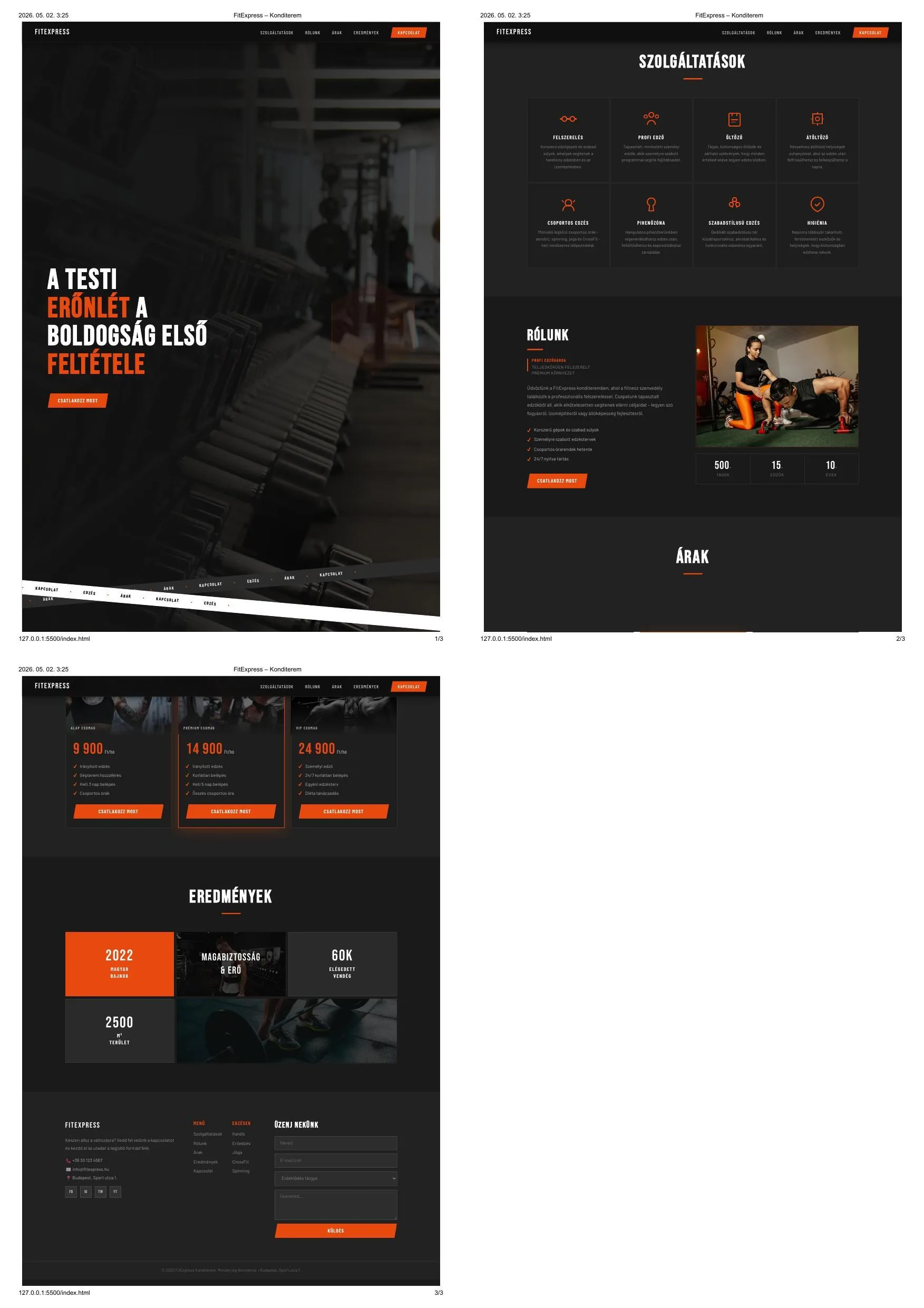 FitExpress konditerem weboldal