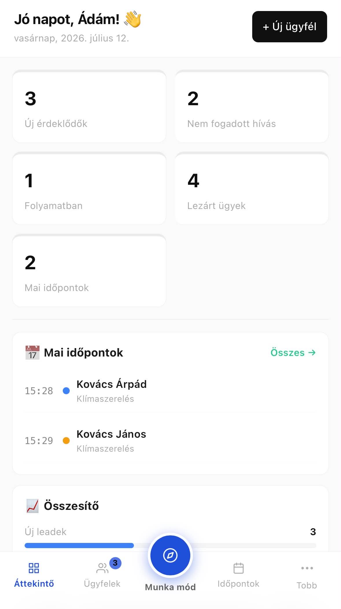 SmartFlow OS áttekintő nézet
